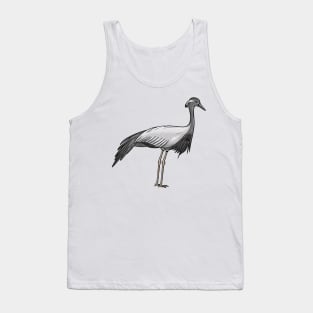 Demoiselle crane bird cartoon illustration Tank Top